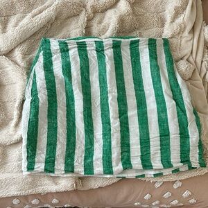 Striped green and white mini skirt